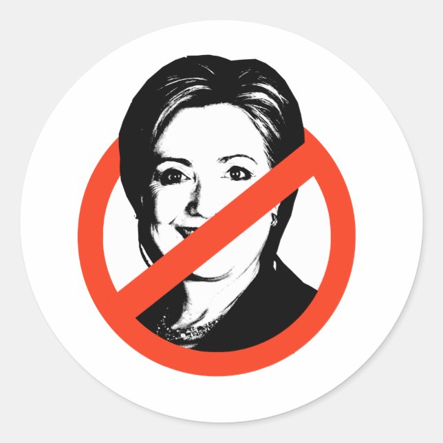 ANTI-HILLARY CLINTON - CLASSIC ROUND STICKER (Front)