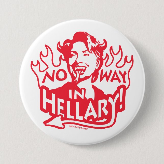 Anti-Hillary Hell Satin Devil Witch 7.5 Cm Round Badge (Front)