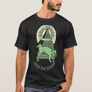 Anti Illuminati NWO All Seeing Eye Pyramide Mason T-Shirt