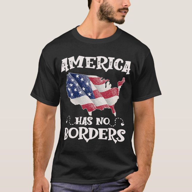 Anti Immigration Reform America No Border USA Flag T-Shirt (Front)