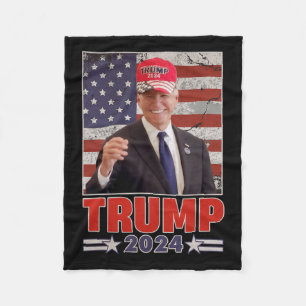 Anti Joe Biden Funny Conservative Donald Trump 202 Fleece Blanket