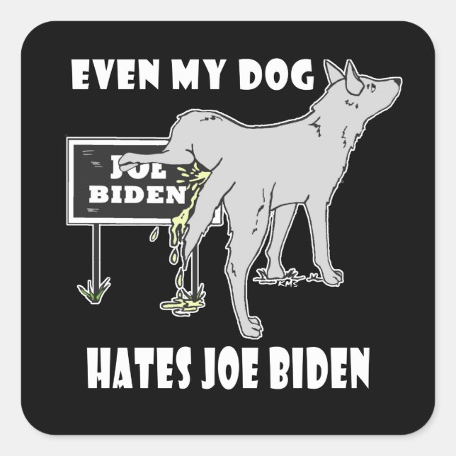Anti Joe Biden My Dog Hates Biden Political Humour Square Sticker (Front)