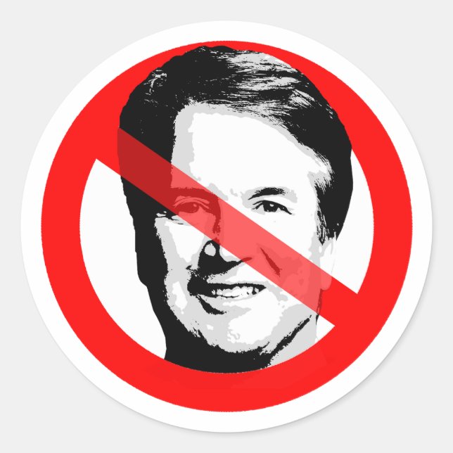 Anti Justice Brett Kavanaugh Crossed Out Face Classic Round Sticker (Front)