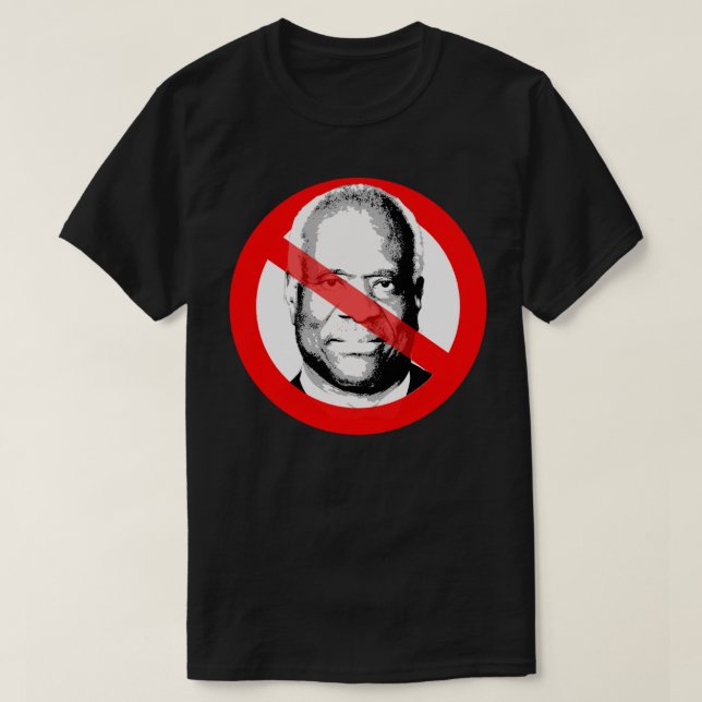 Anti Justice Clarence Thomas Crossed Out Face T-Shirt (Design Front)