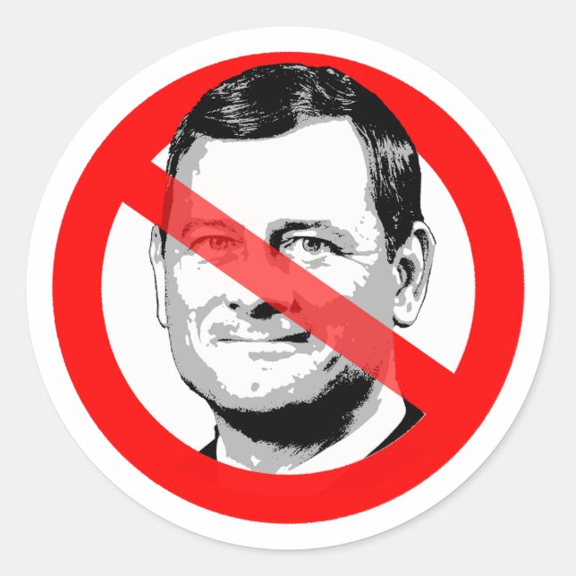 Anti Justice John Roberts Crossed Out Face Classic Round Sticker (Front)