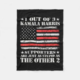 Anti Kamala Harris Stupid Joke American Flag Usa H Fleece Blanket