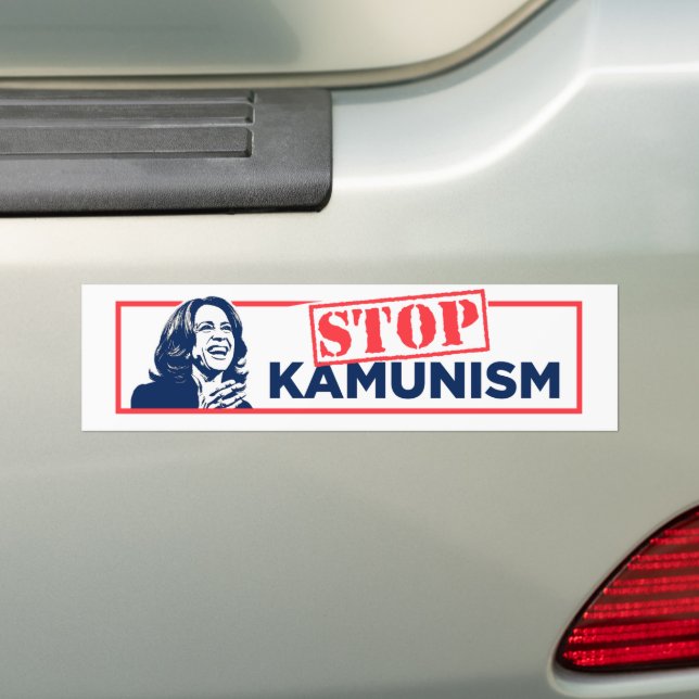 Anti-Kamala Socialism Communism Stop Kamunism Bumper Sticker (On Car)