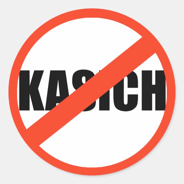 ANTI-KASICH CLASSIC ROUND STICKER (Front)