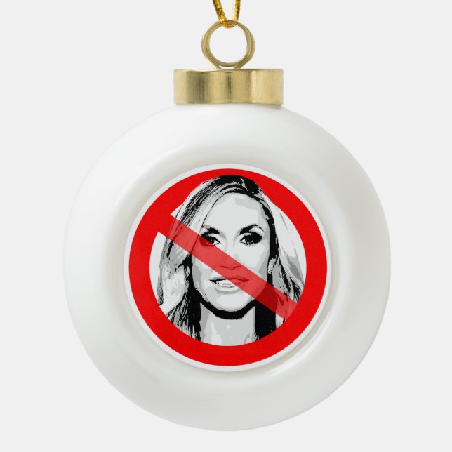 Anti Lara Trump Crossed Out Face Ceramic Ball Christmas Ornament (Front)