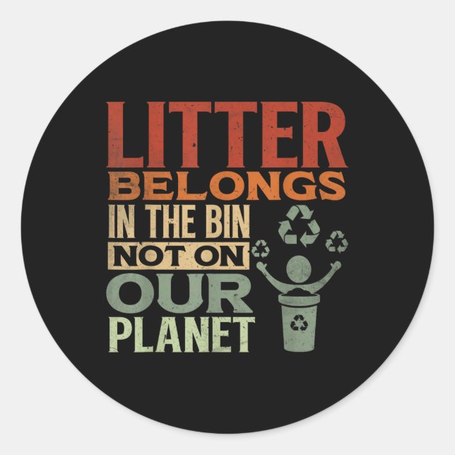 Anti Littering &amp; Environmental Protection, Ear Classic Round Sticker (Front)