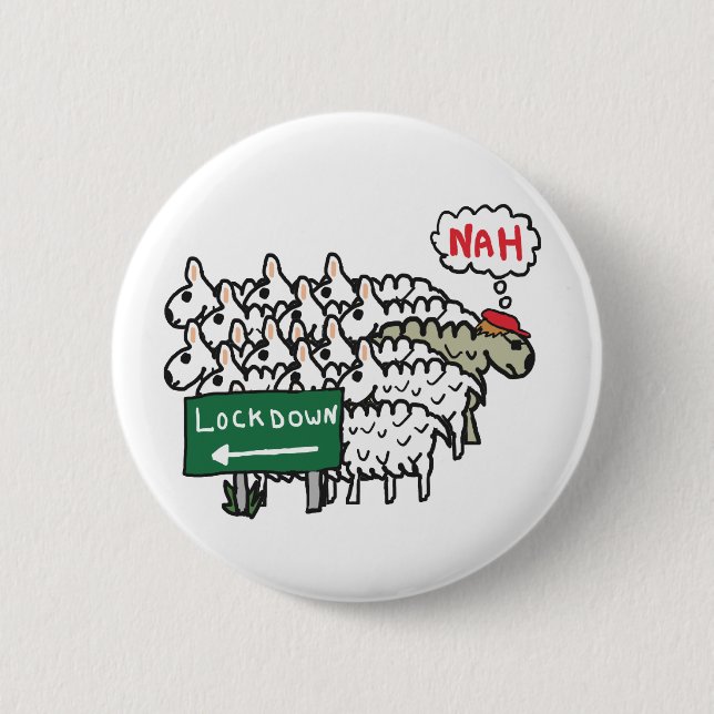 Anti Lockdown Sheep 6 Cm Round Badge (Front)