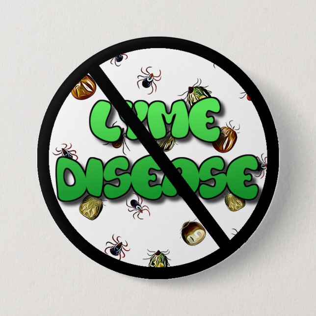 Anti Lyme Disease Awareness Ribbons Ticks Button (Front)