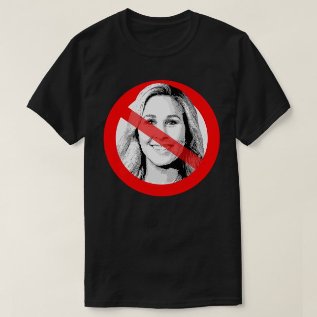 Anti Marjorie Taylor Greene Crossed Out Face T-Shirt (Design Front)