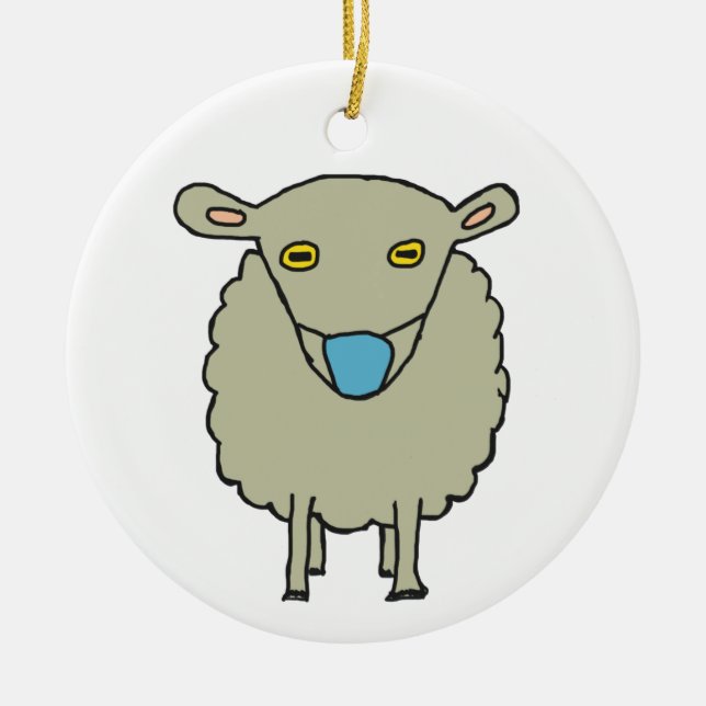 Anti-Mask Mask-Wearing Sheep Ceramic Tree Decoration (Front)