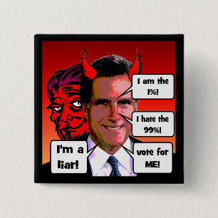 anti Mitt Romney 15 Cm Square Badge