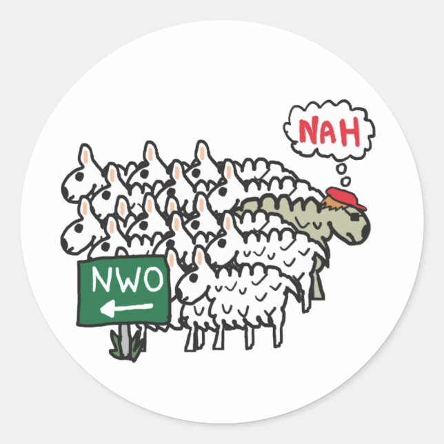 Anti NWO New World Order Classic Round Sticker (Front)