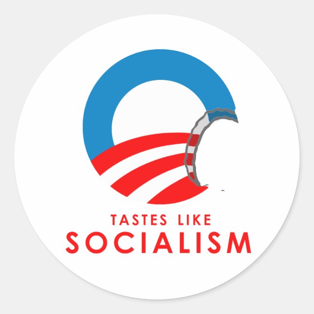 Anti-Obama Bumpersticker - Tastes like Socialism Classic Round Sticker (Front)