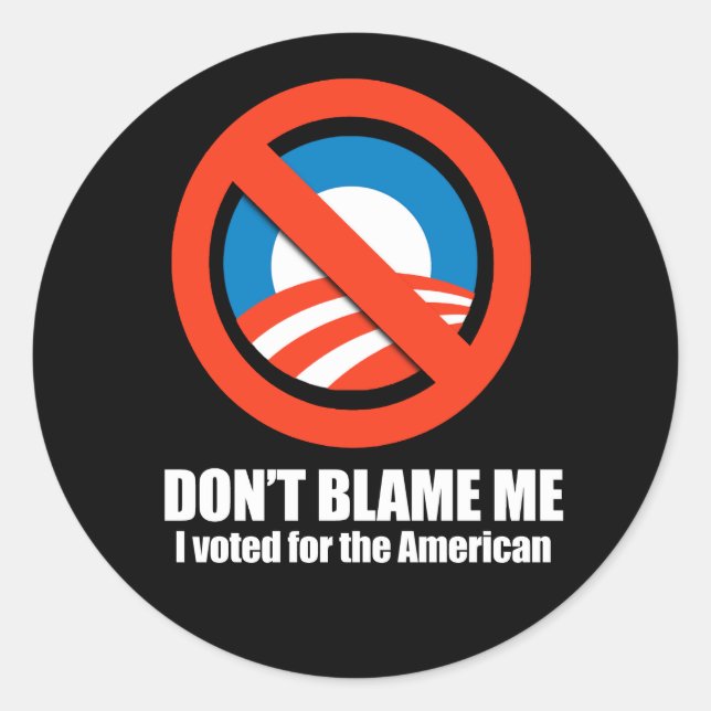 Anti-Obama - don't blame me, i voted for the ameri Classic Round Sticker (Front)