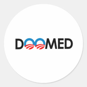 ANTI-OBAMA - DOOMED BLACK-.png Classic Round Sticker