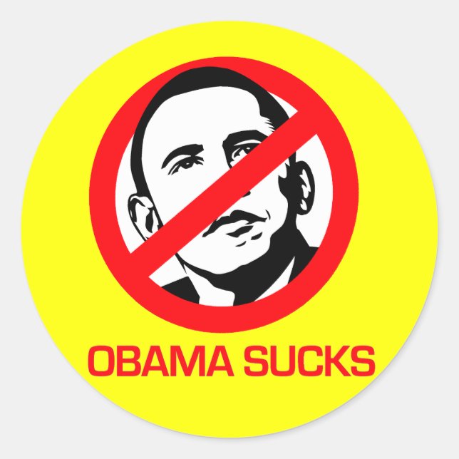 Anti-Obama - Obama Sucks Classic Round Sticker (Front)