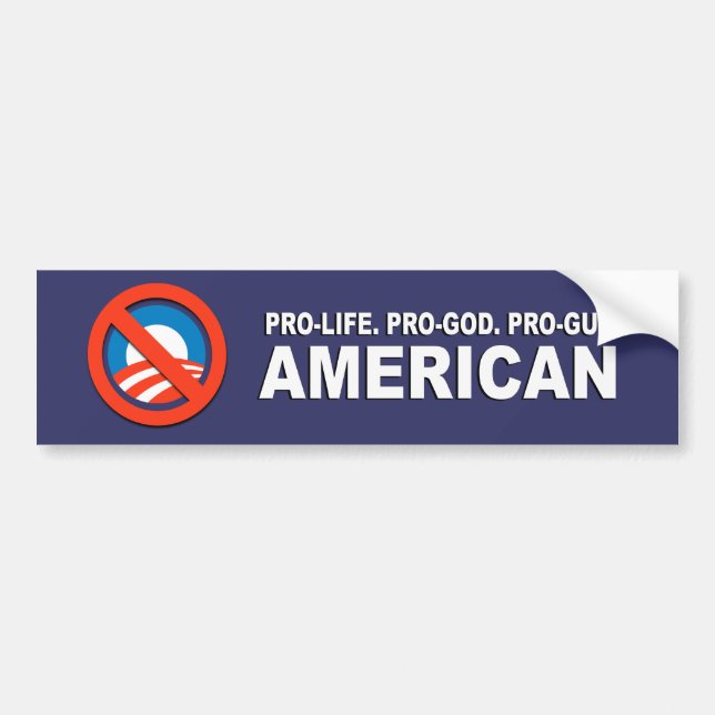 Anti-Obama - Pro-life. Pro-God. Pro-Gun American Bumper Sticker (Front)