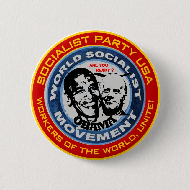anti obama socialist jugate 6 cm round badge (Front)