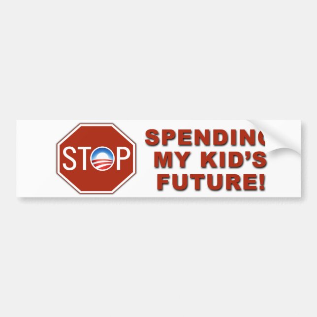 Anti-Obama “Stop Spending Kid's Future” Bumper Sticker (Front)