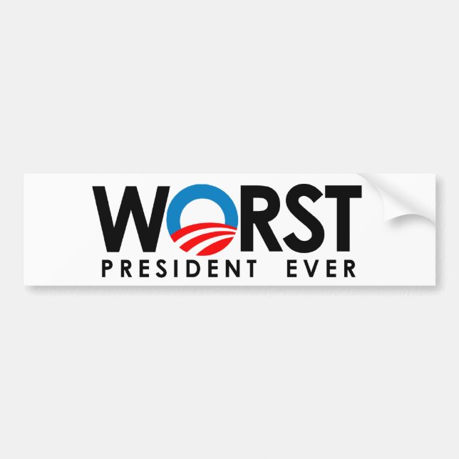 Anti-Obama - Worst President Ever black Bumper Sticker (Front)