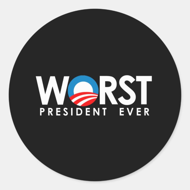Anti-Obama - Worst President Ever white Classic Round Sticker (Front)