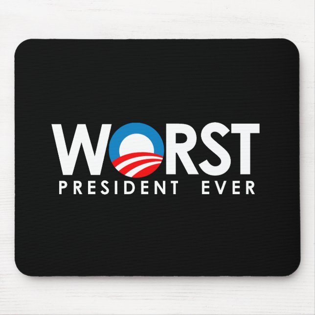 Anti-Obama - Worst President Ever white Mouse Mat (Front)