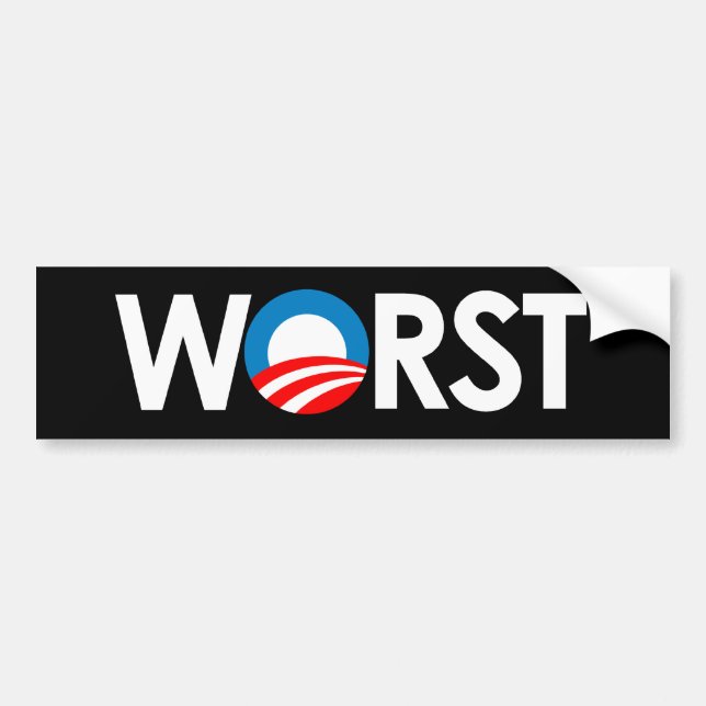 Anti-Obama - Worst white Bumper Sticker (Front)