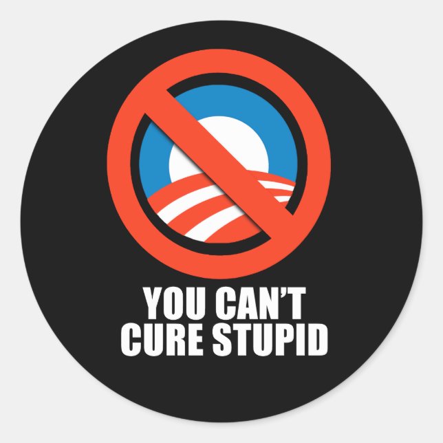 Anti-Obama - you can't cure stupid Classic Round Sticker (Front)
