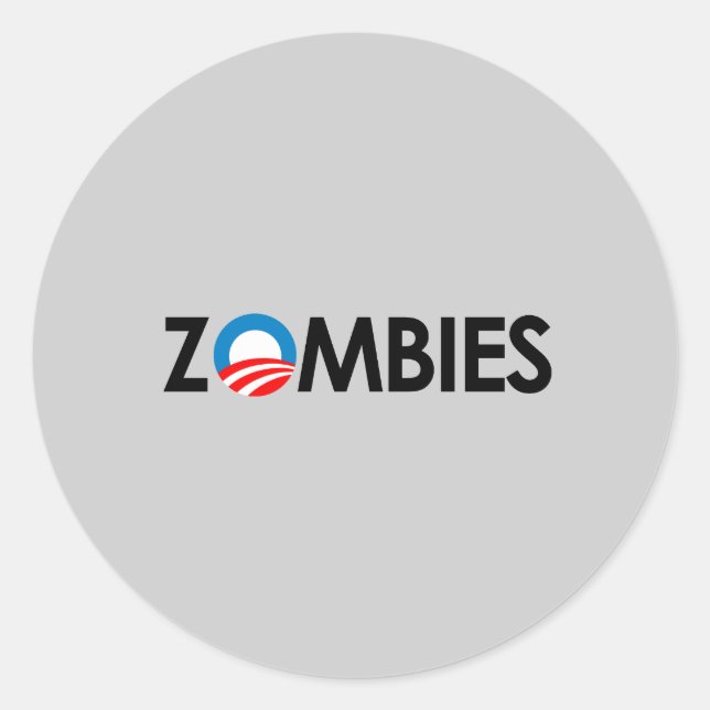 Anti-Obama - Zombies black Classic Round Sticker (Front)