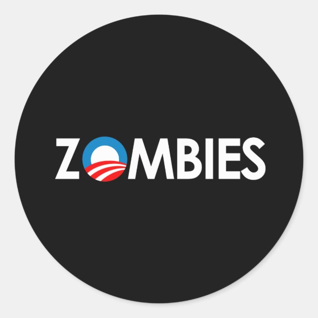 Anti-Obama - Zombies white Classic Round Sticker (Front)