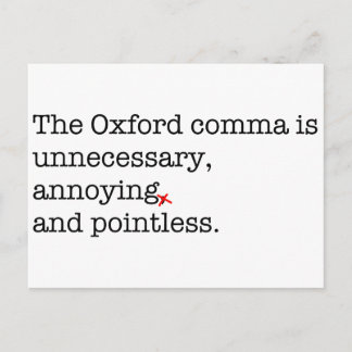 Anti-Oxford Comma Postcard