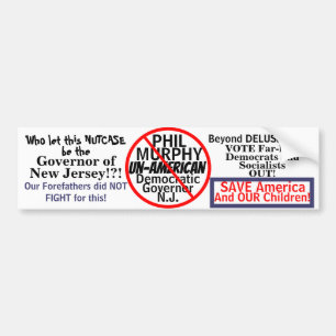 Anti-Phil Murphy NJ Democrat Governor Political Bumper Sticker