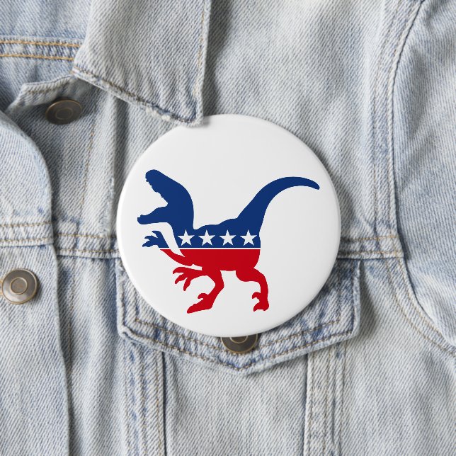 Anti-Politics Patriotic T-Rex 10 Cm Round Badge (In Situ)