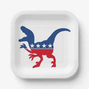 Anti-Politics Patriotic T-Rex Paper Plate