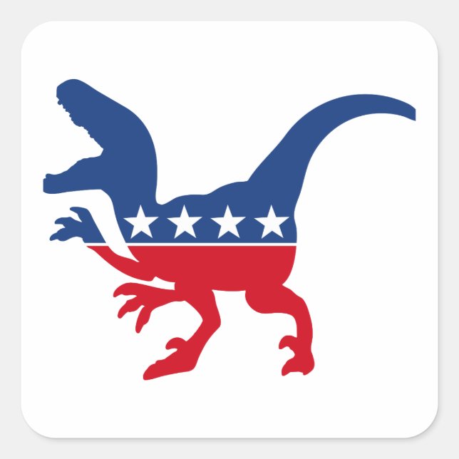 Anti-Politics Patriotic T-Rex Square Sticker (Front)