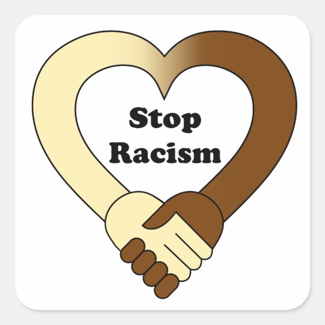 Anti racism handshake  logo square sticker (Front)
