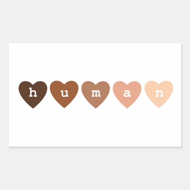 Anti-Racism Human Hearts Rectangular Sticker (Front)