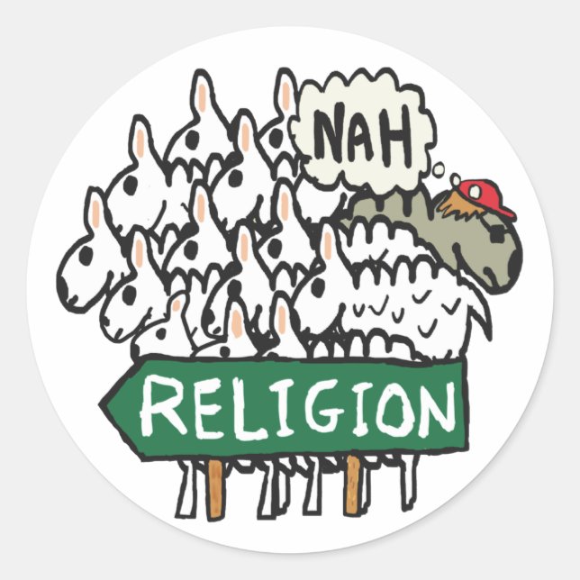 Anti Religion Atheist Sheep Classic Round Sticker (Front)