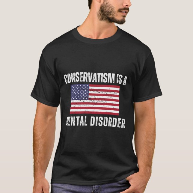 Anti-Republican Pro Democrat American Flag America T-Shirt (Front)