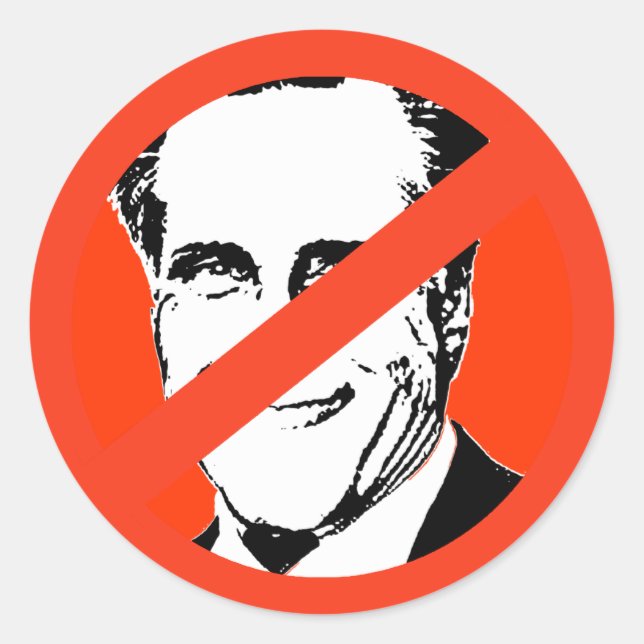 ANTI-ROMNEY CLASSIC ROUND STICKER (Front)