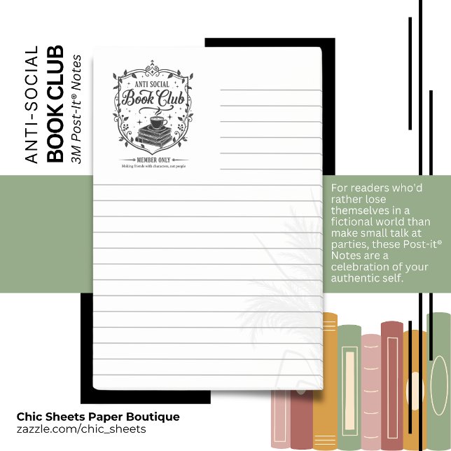 Anti-Social Book Club Lined 3M Post-it® Notes (Creator Uploaded)