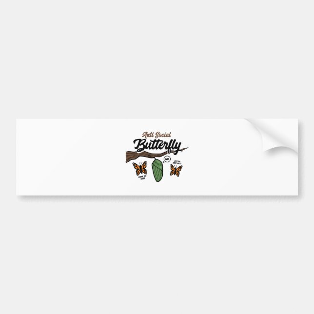 Anti Social Butterfly Bumper Sticker (Front)