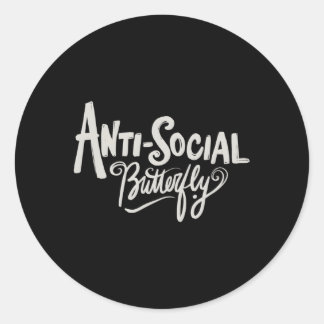 Anti-Social Butterfly Classic Round Sticker