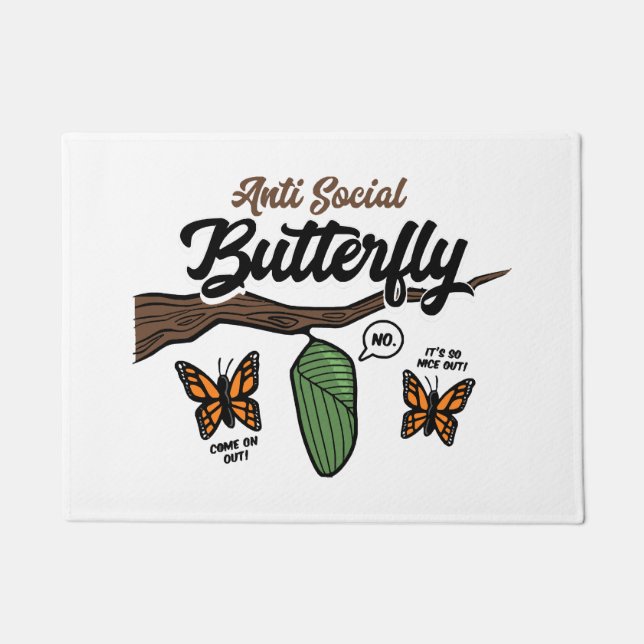 Anti Social Butterfly Doormat (Front)
