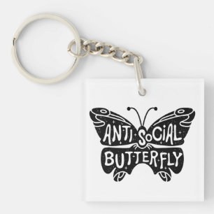 Anti social butterfly key ring