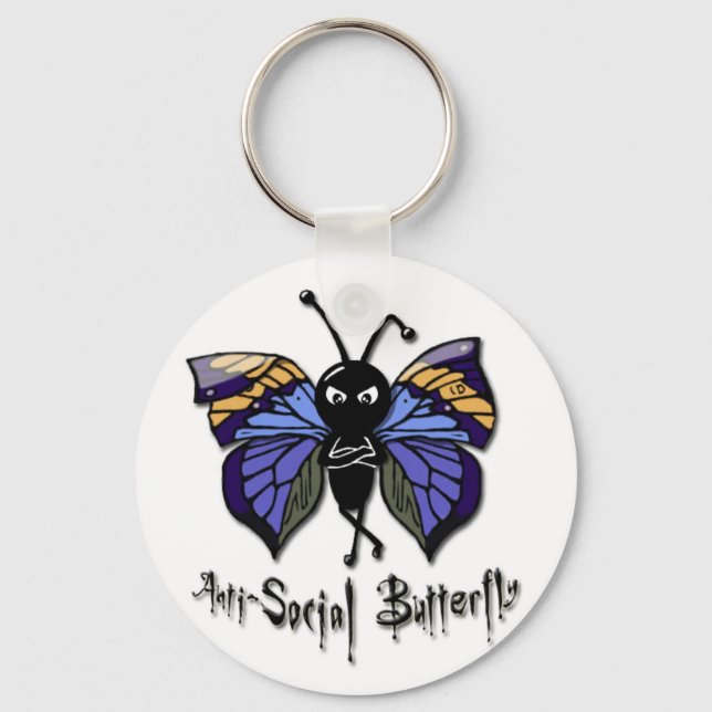 'Anti-Social Butterfly' Keychain (Front)